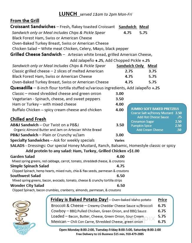 Wonder City Coffee - Locust Grove, OK menu_pic