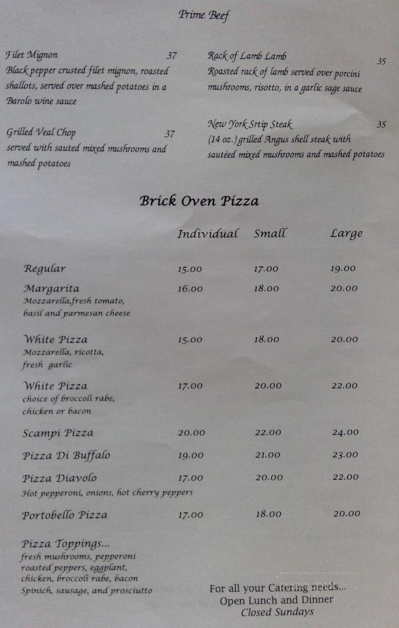 Nino's Restaurant - Bedford Hills, NY menu_pic