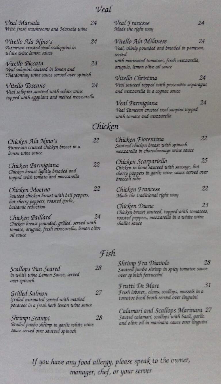 Nino's Restaurant - Bedford Hills, NY menu_pic