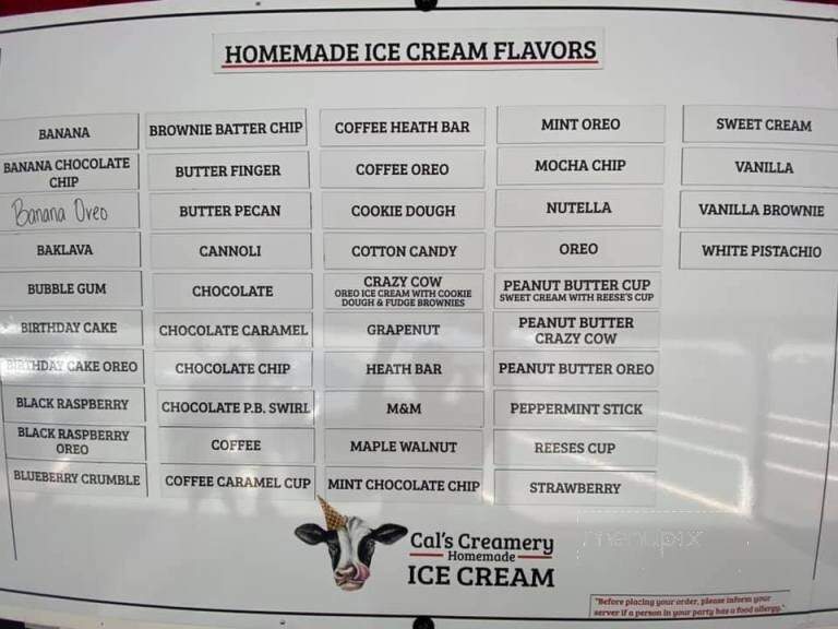 Cal's Creamery - Reading, MA menu_pic