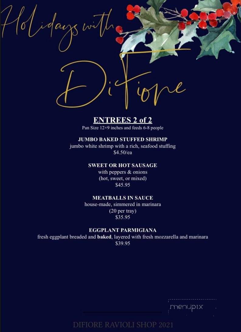 Difiore Ravioli Shop - Ellington, CT menu_pic