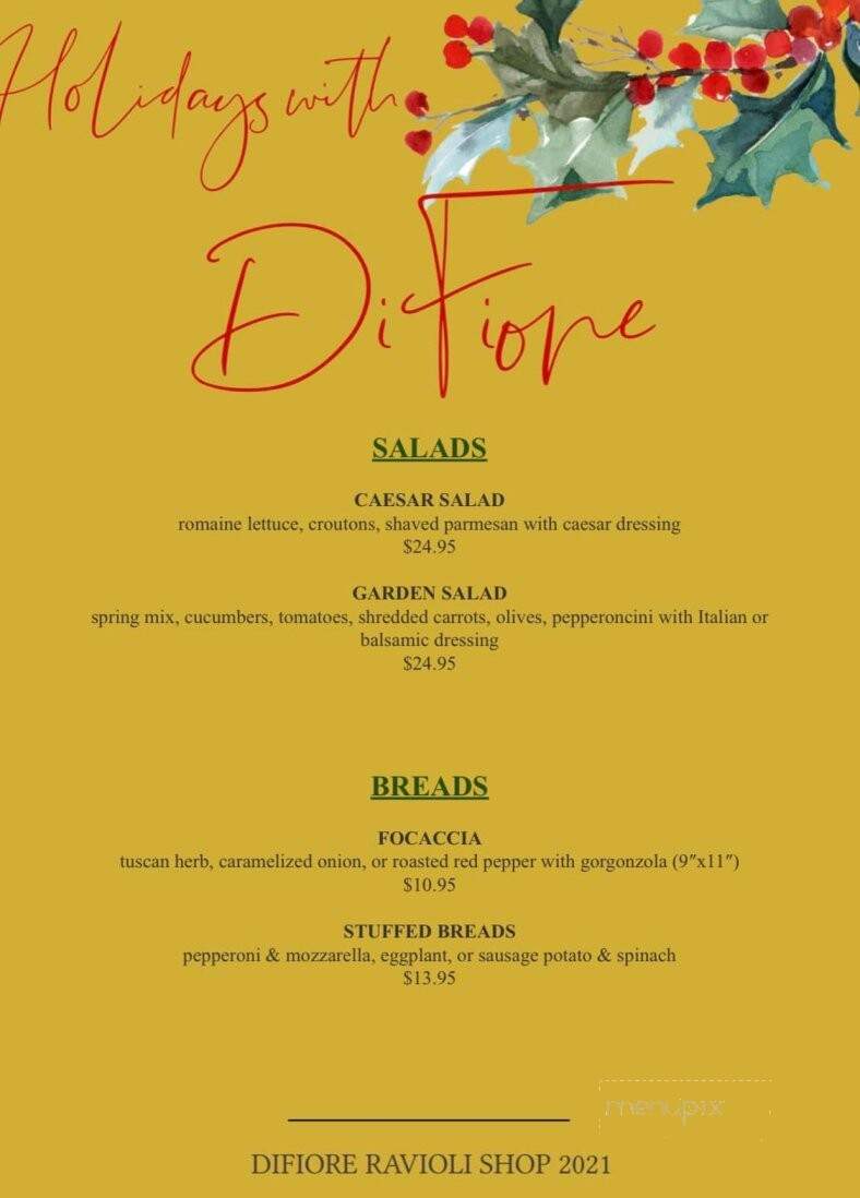 Difiore Ravioli Shop - Ellington, CT menu_pic