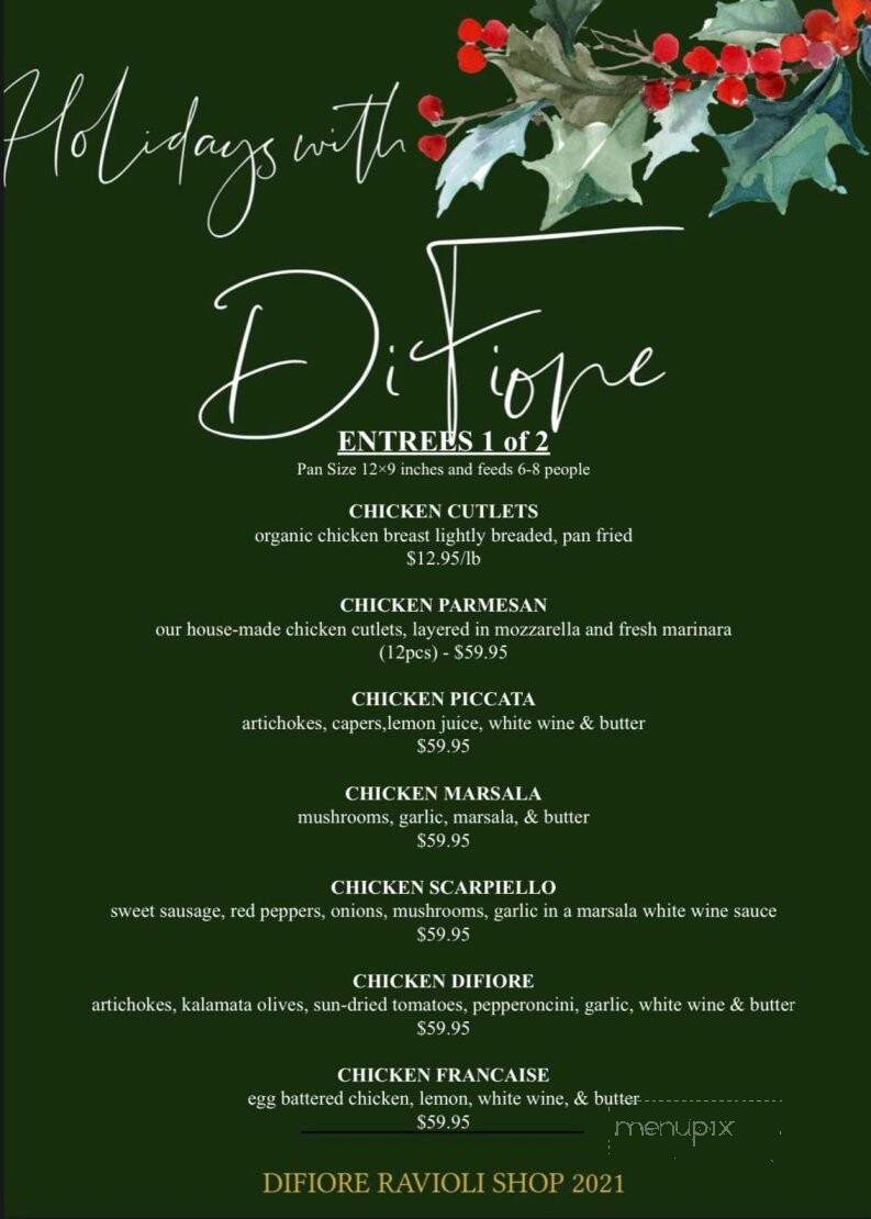 Difiore Ravioli Shop - Ellington, CT menu_pic