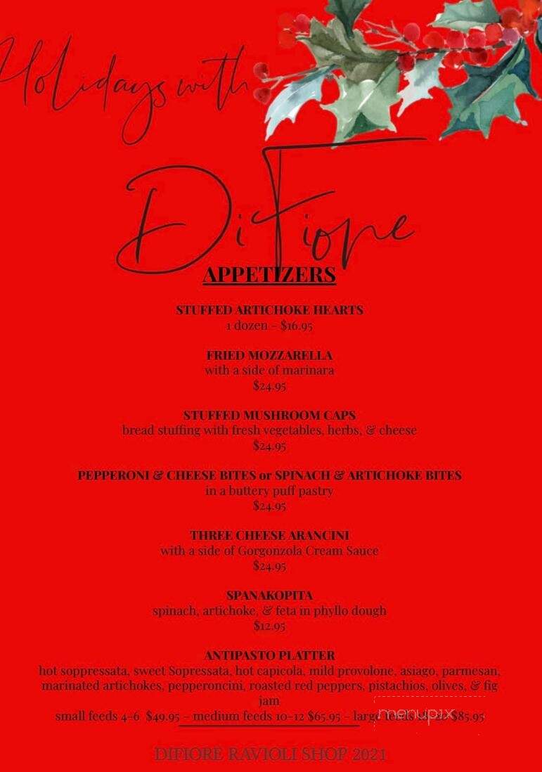 Difiore Ravioli Shop - Ellington, CT menu_pic