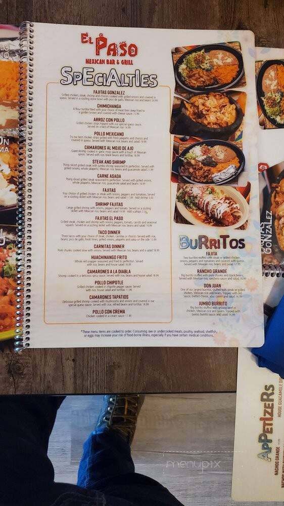 El Paso Mexican Bar & Grill - Tilton, NH menu_pic