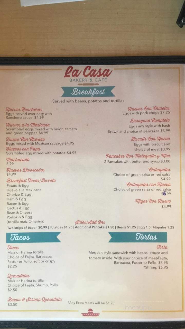 La Casa Bakery & Cafe - Houston, TX menu_pic