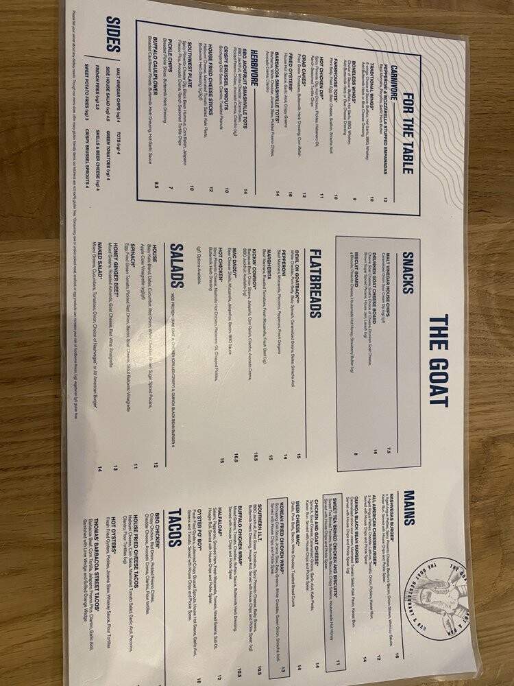 The Goat - Morrisville, NC menu_pic