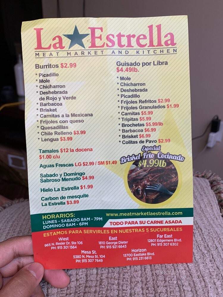 La Estrella Meat Market and Kitchen - El Paso, TX menu_pic