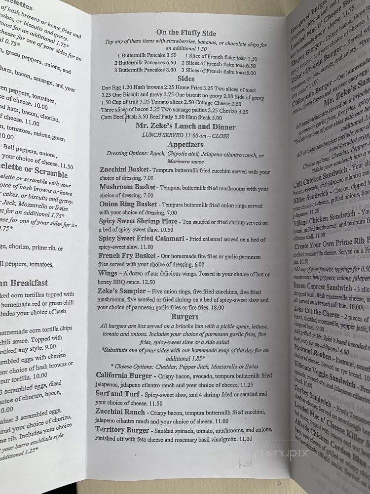 Mr Zeke's Restaurant - Lakeside, AZ menu_pic