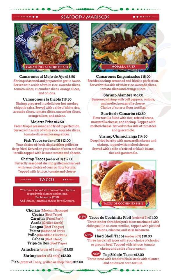 Casa Herrera - Thorndale, PA menu_pic