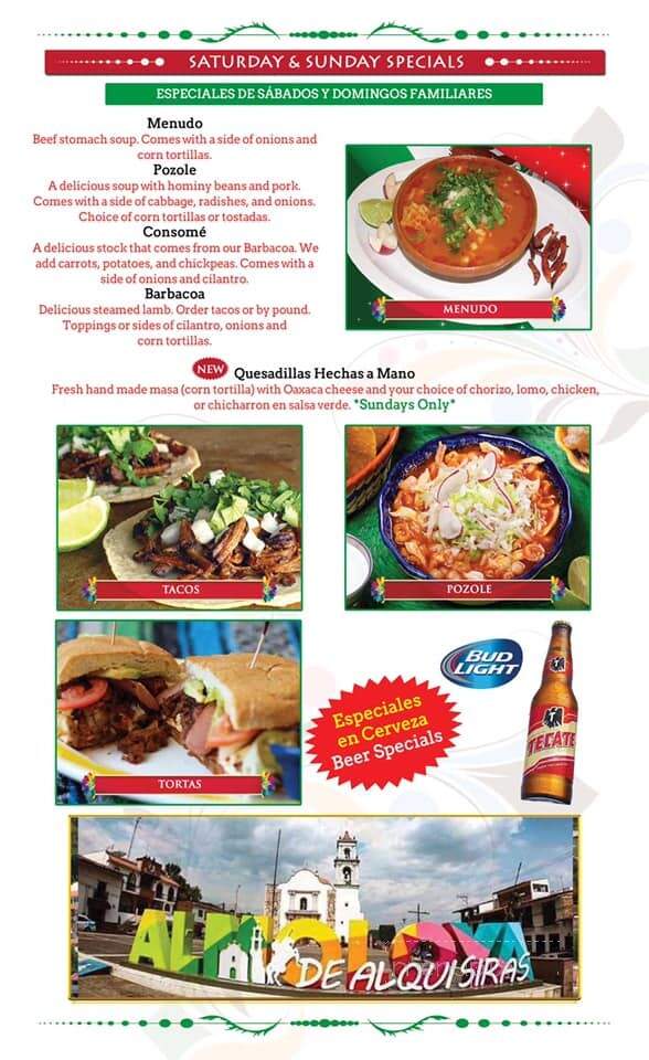 Casa Herrera - Thorndale, PA menu_pic