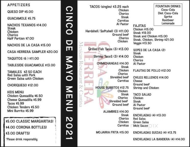 Casa Herrera - Thorndale, PA menu_pic