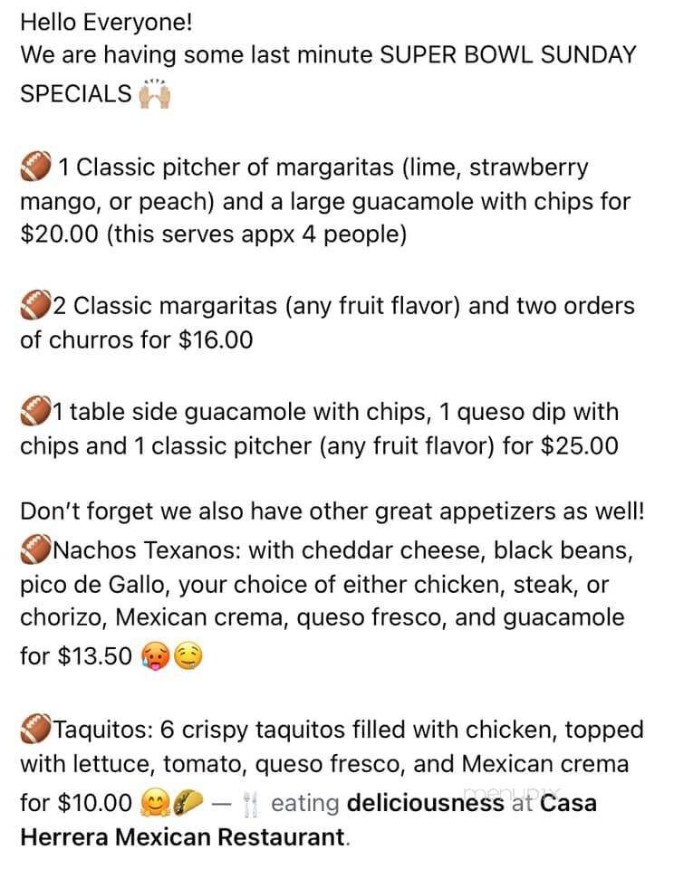 Casa Herrera - Thorndale, PA menu_pic