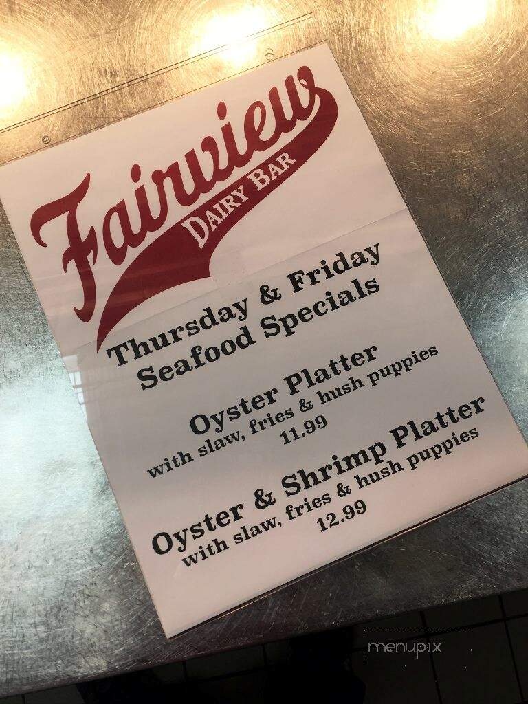 Fairview Dairy Bar - Sanford, NC menu_pic