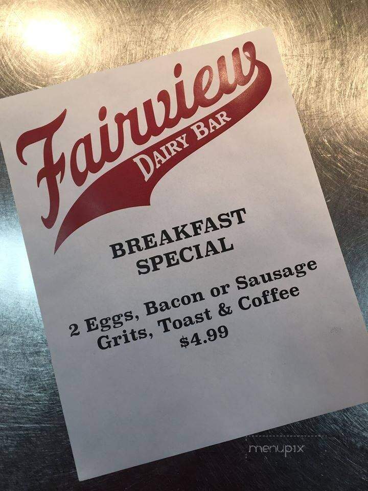 Fairview Dairy Bar - Sanford, NC menu_pic