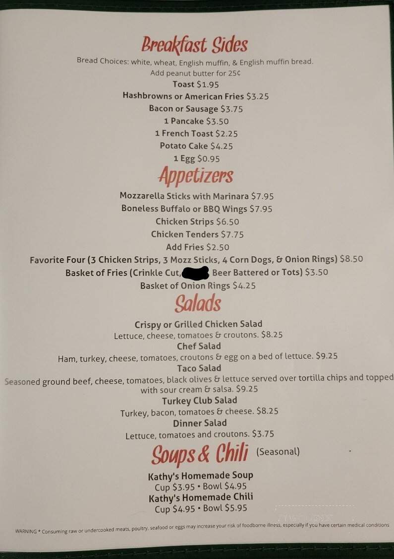 Kathy's Place - Sacred Heart, MN menu_pic