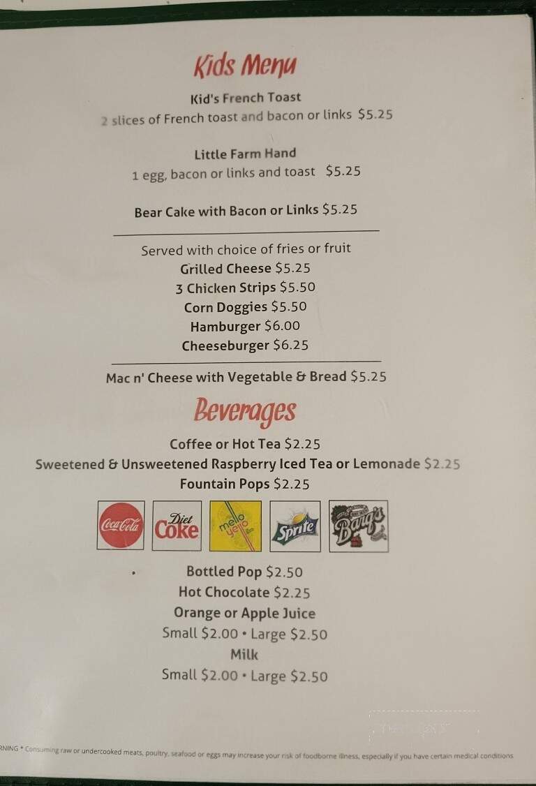 Kathy's Place - Sacred Heart, MN menu_pic