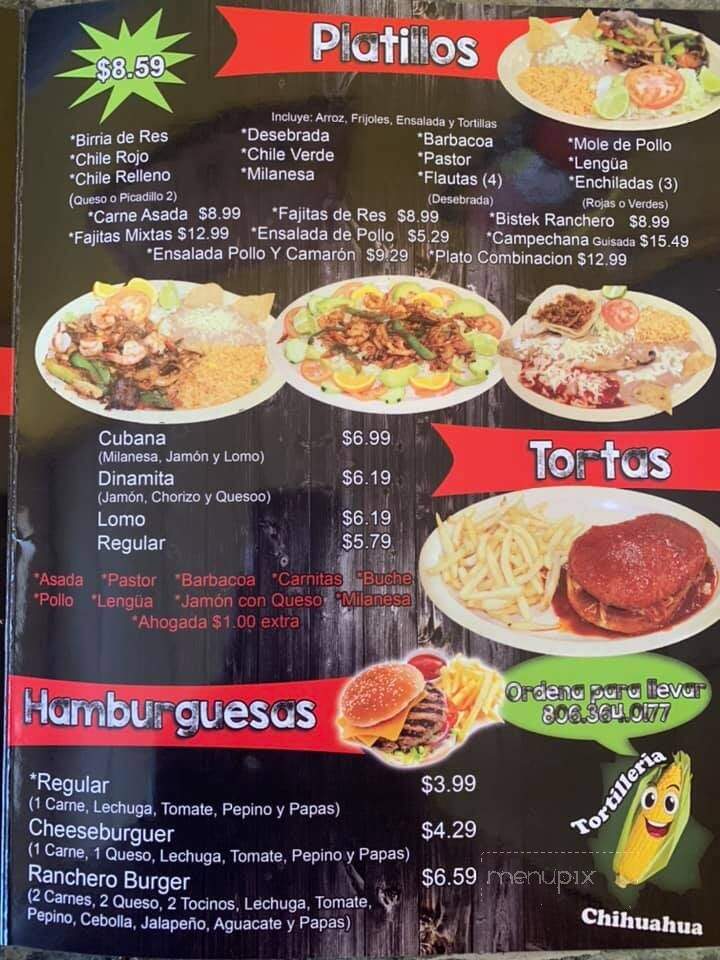 Tortilleria Chihuahua - Hereford, TX menu_pic
