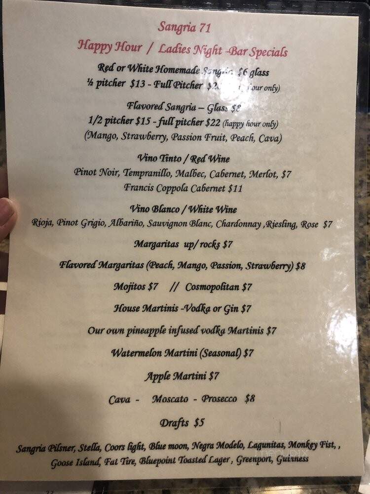 Sangria 71 - Commack, NY menu_pic