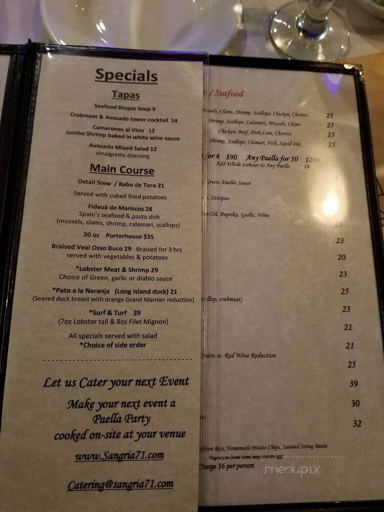 Sangria 71 - Commack, NY menu_pic
