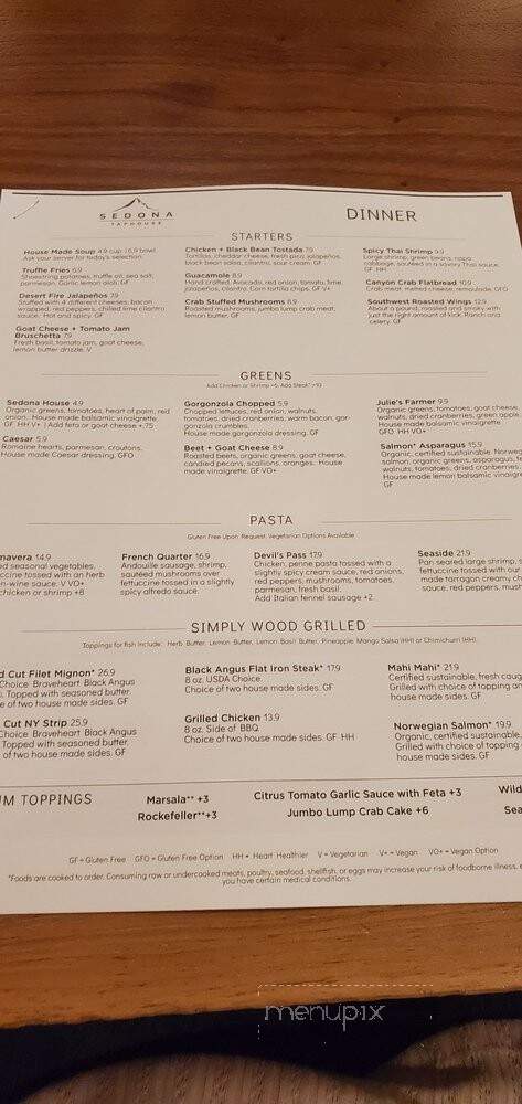 Sedona Taphouse - Colonial Heights, VA menu_pic