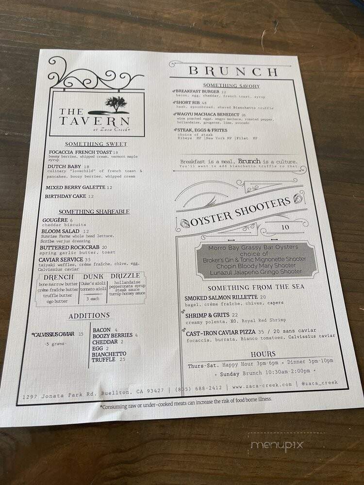 Zaca Creek Restaurant - Buellton, CA menu_pic