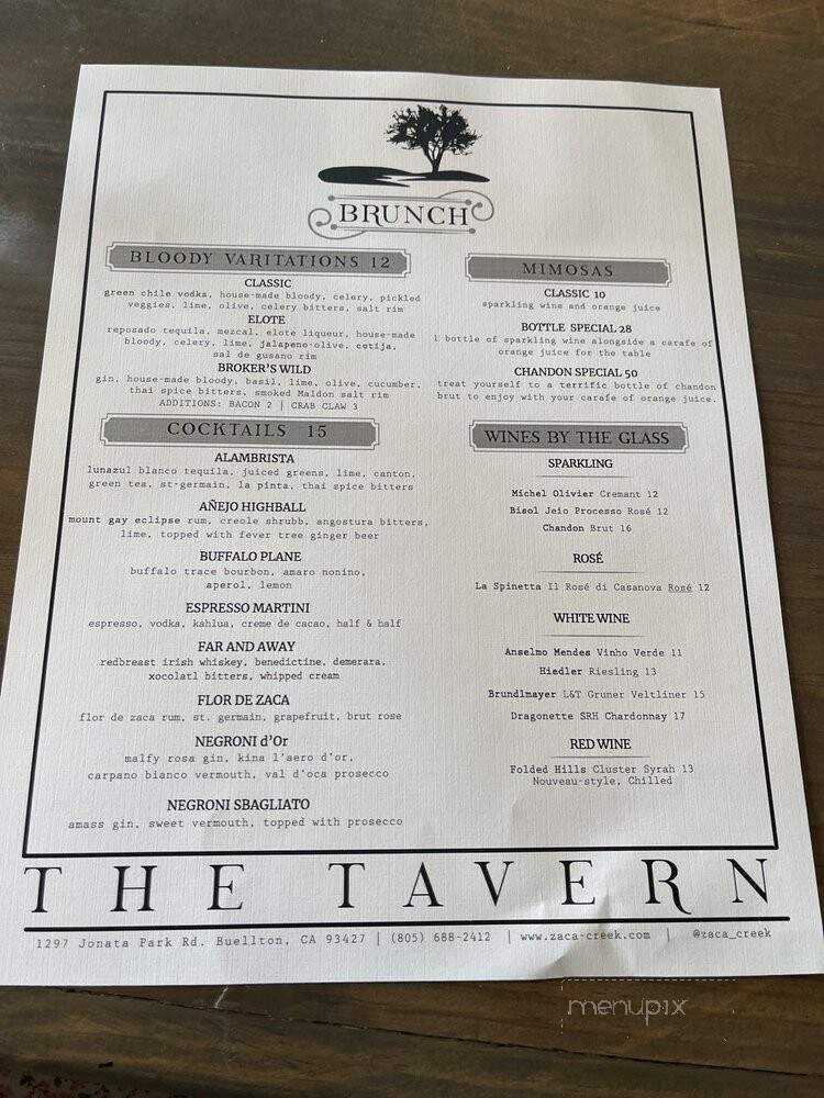 Zaca Creek Restaurant - Buellton, CA menu_pic