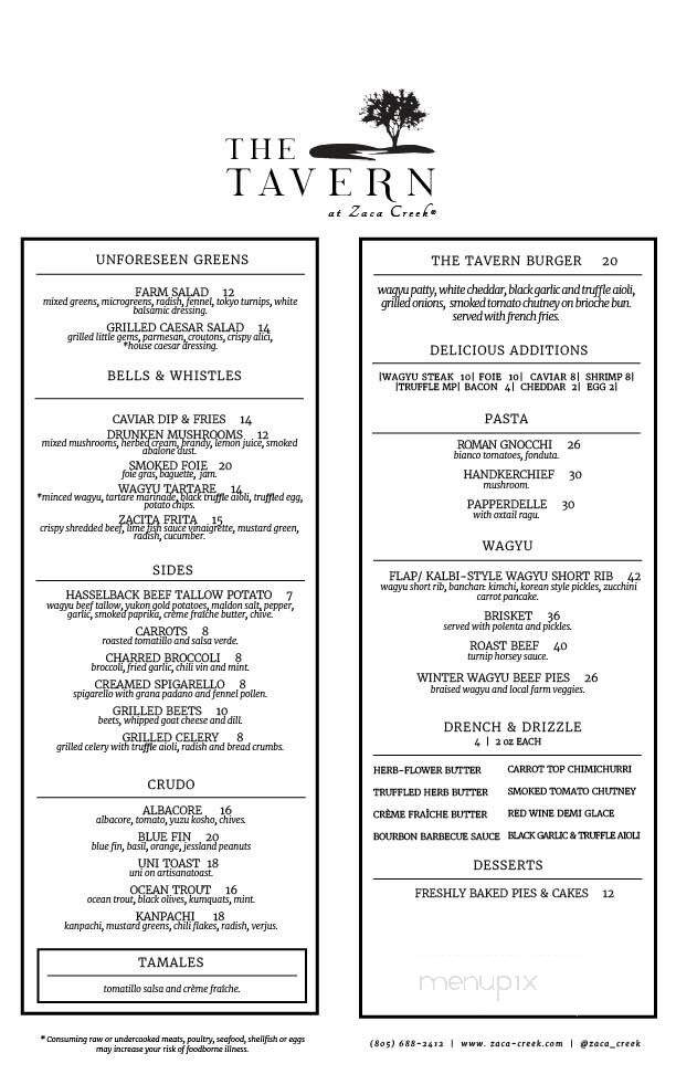 Zaca Creek Restaurant - Buellton, CA menu_pic