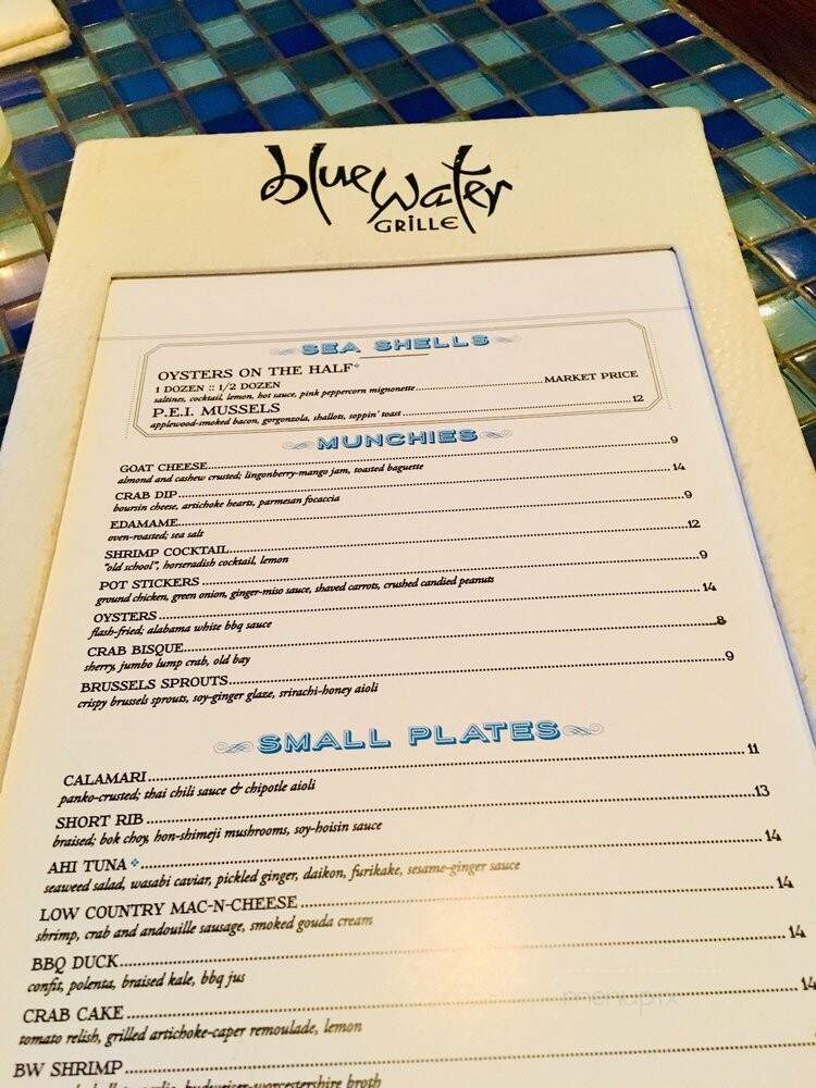 Blue Water Grill - High Point, NC menu_pic