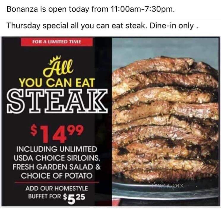 Bonanza Steakhouse - Chambersburg, PA menu_pic