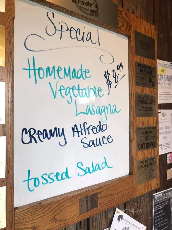 Brady's Restaurant - Acme, PA menu_pic