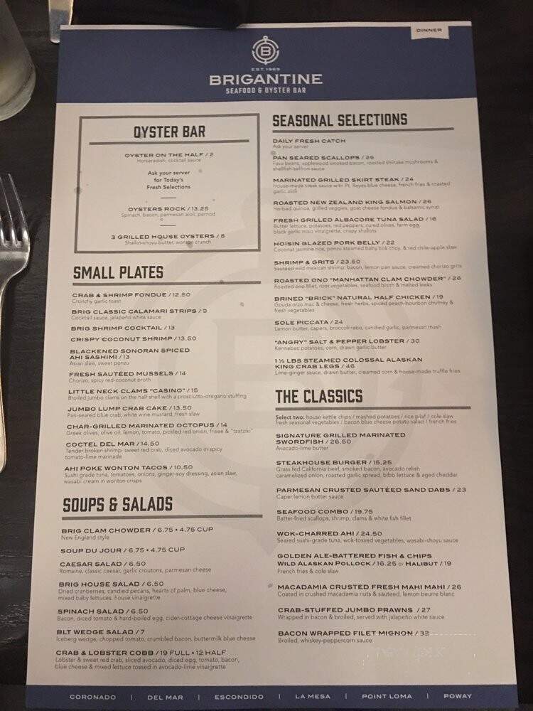 Brigantine Seafood Restaurant - La Mesa, CA menu_pic
