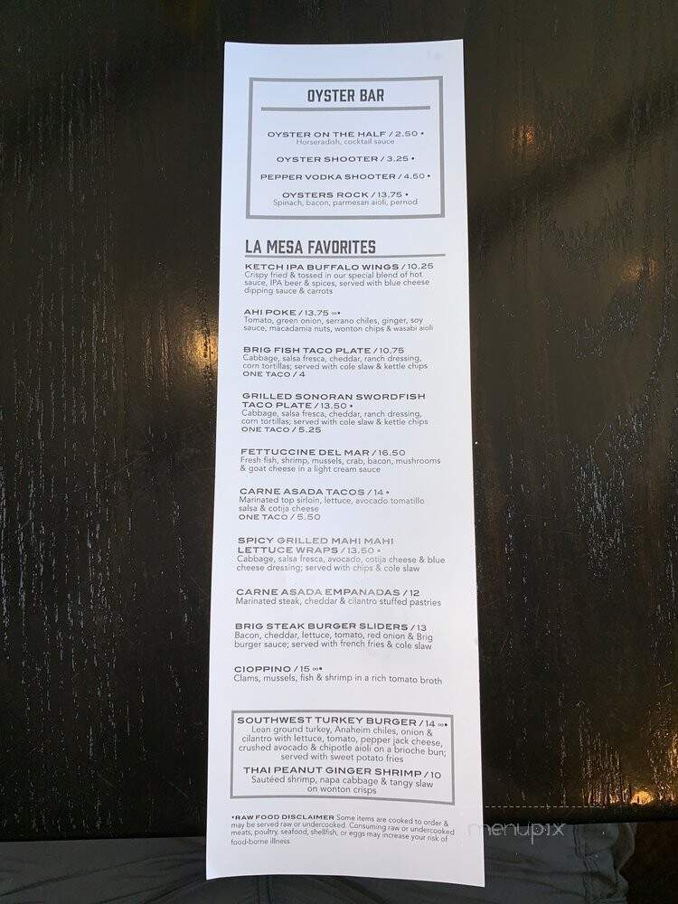 Brigantine Seafood Restaurant - La Mesa, CA menu_pic