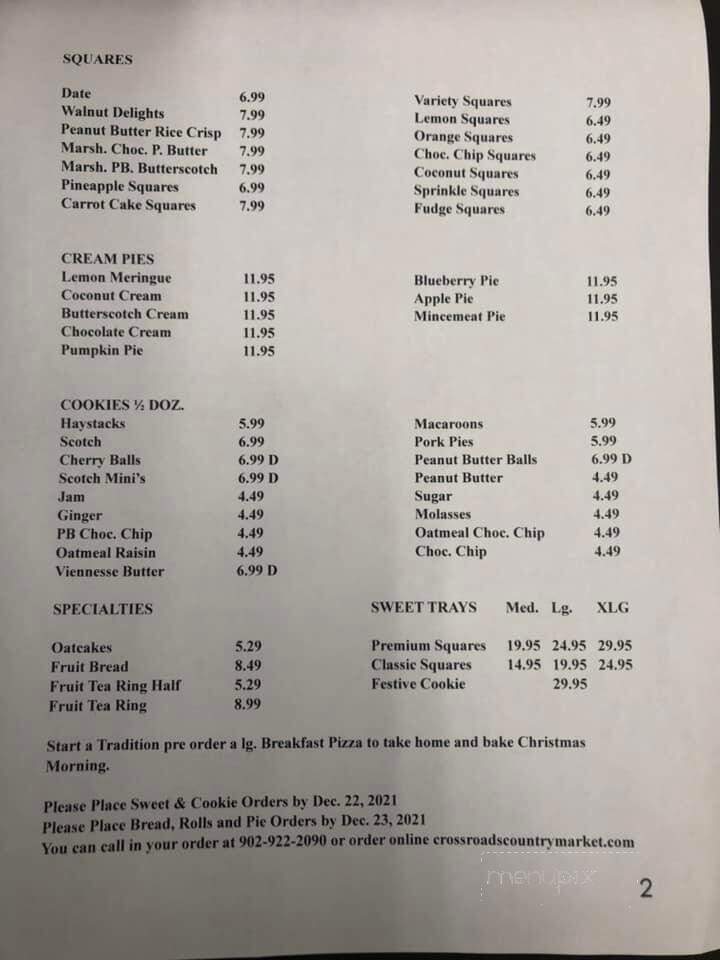 Cross Roads Country Market - Thorburn, NS menu_pic