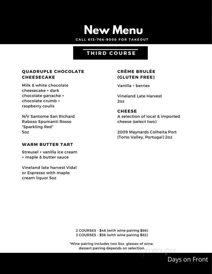 Days on Front - Kingston, ON menu_pic