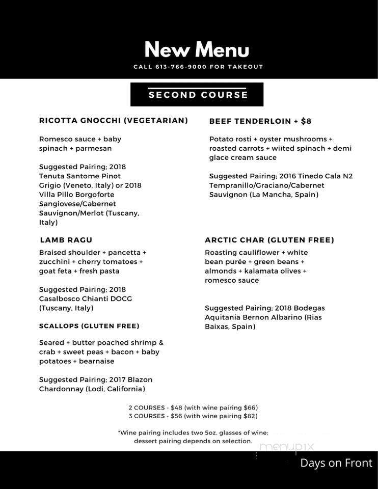 Days on Front - Kingston, ON menu_pic