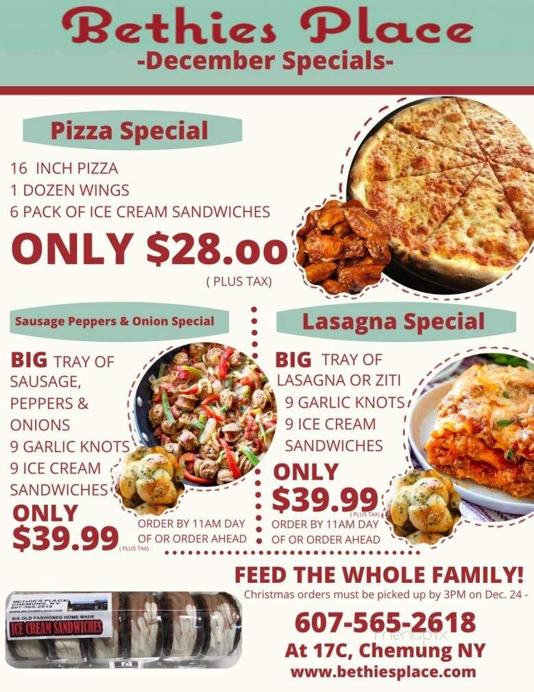 Bethie's Place - Chemung, NY menu_pic