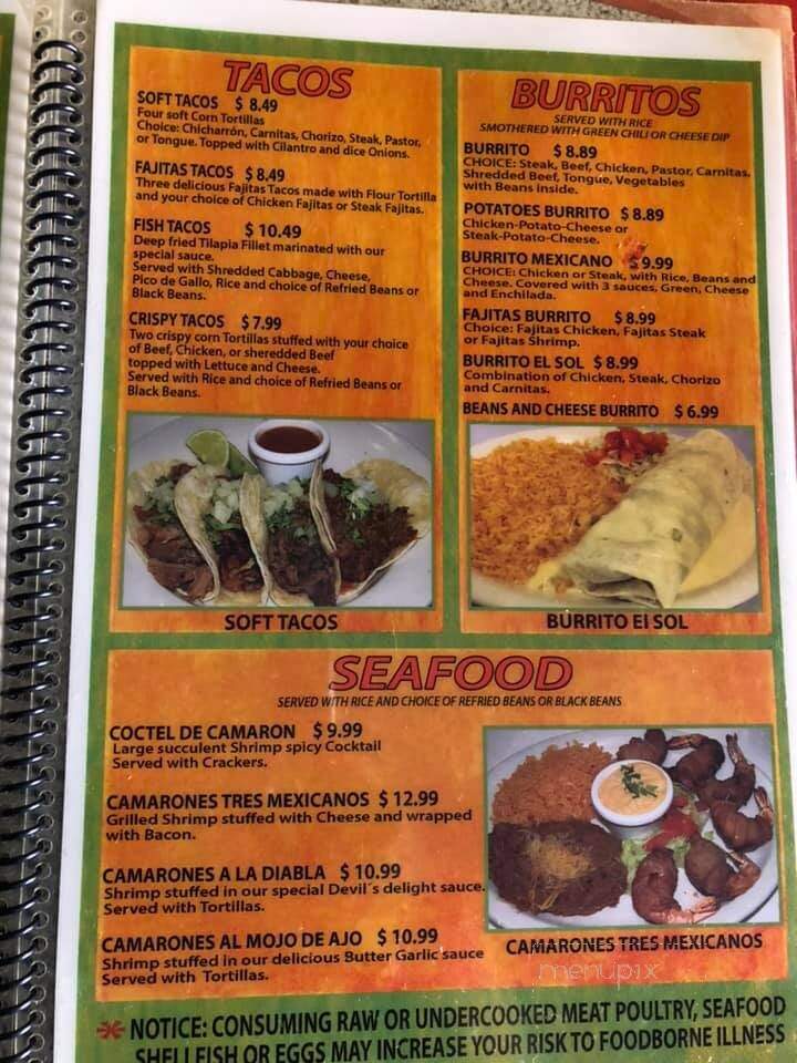 El Sol - Ottawa, KS menu_pic