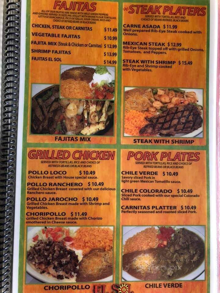 El Sol - Ottawa, KS menu_pic