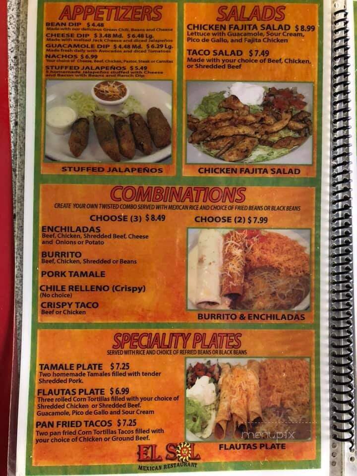 El Sol - Ottawa, KS menu_pic