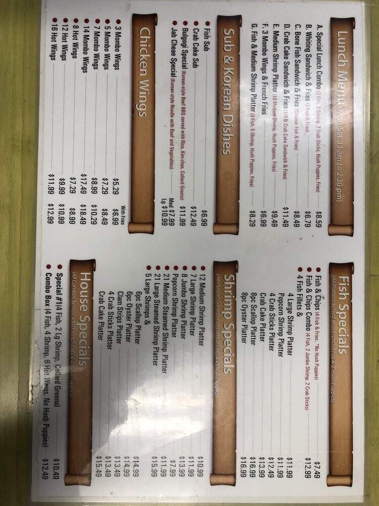 Father & Son Seafood - Lorton, VA menu_pic
