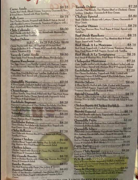 Jalisco Mexican Restaurant - Dodge City, KS menu_pic
