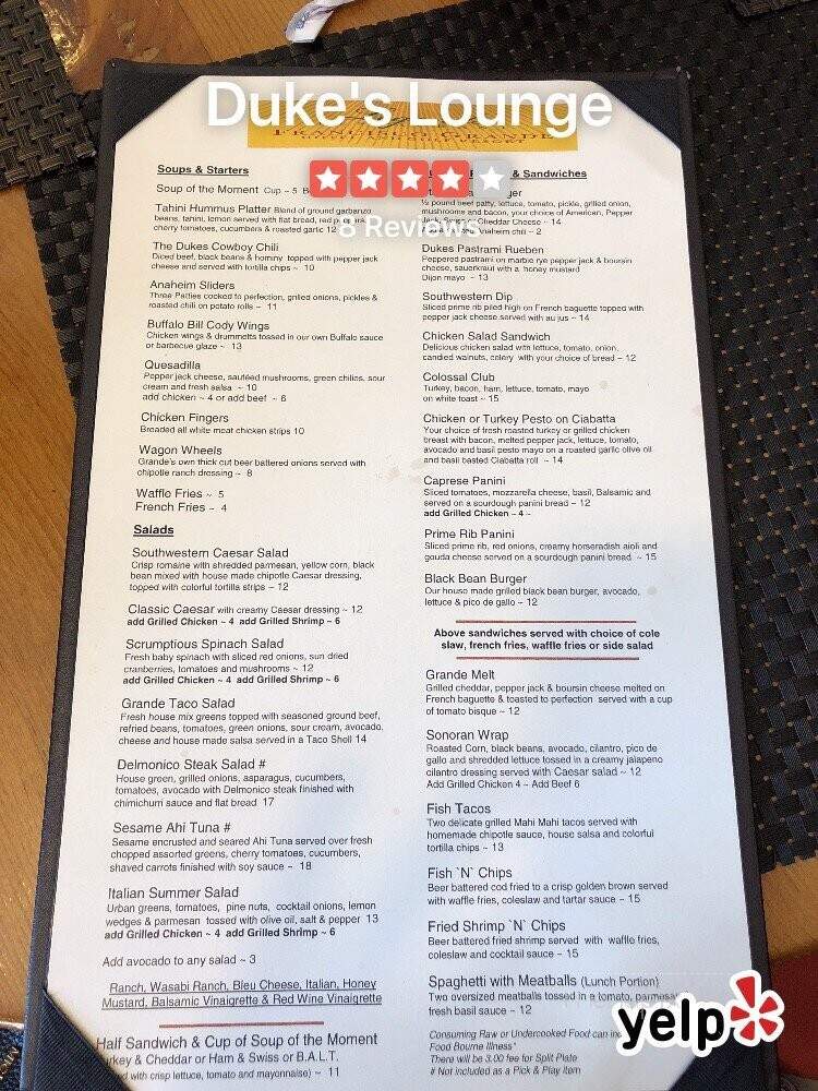 Duke's - Casa Grande, AZ menu_pic