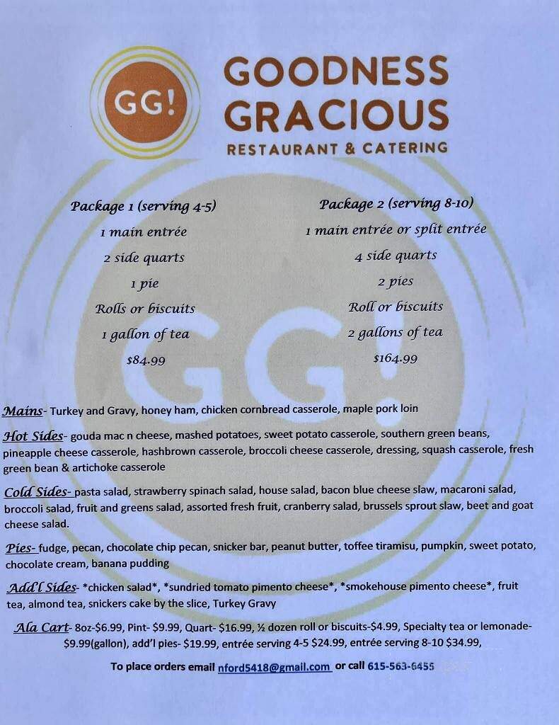 Goodness Gracious Cafe & Catering - Murfreesboro, TN menu_pic