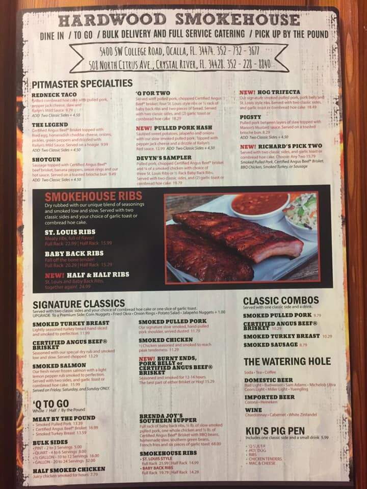 Hardwood Smokehouse - Crystal River, FL menu_pic