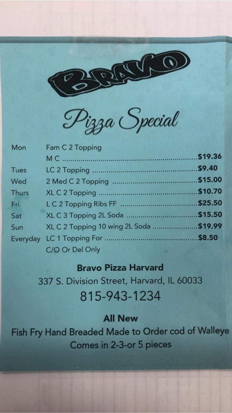 Bravo Pizza - Harvard, IL