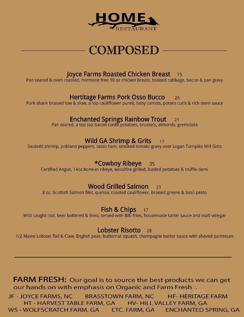 Home Restaurant - Marble Hill, GA menu_pic