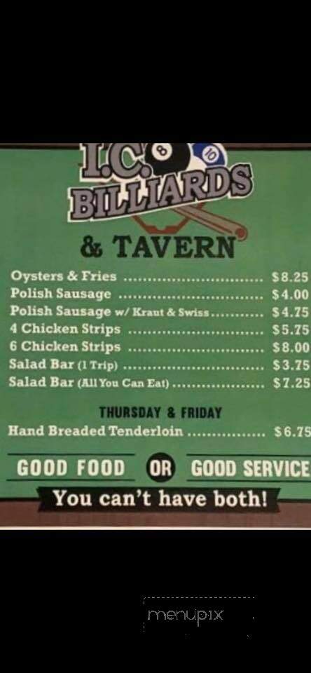 Ic Billiards - Centralia, MO menu_pic