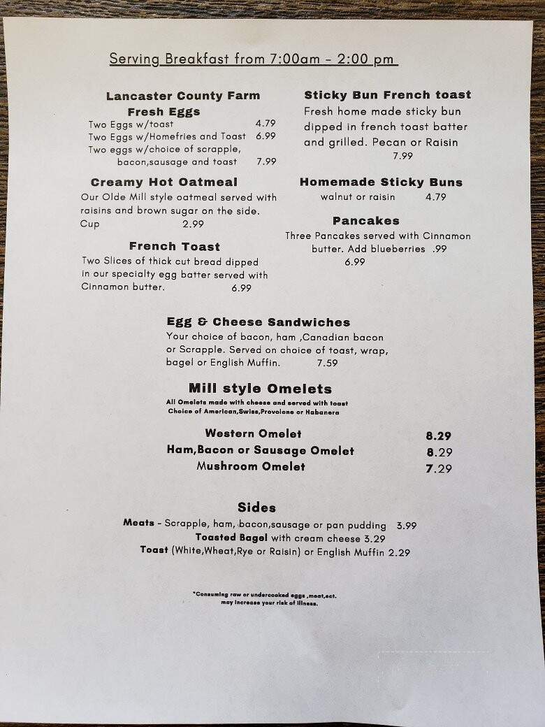 Olde Mill Restaurant - Intercourse, PA menu_pic