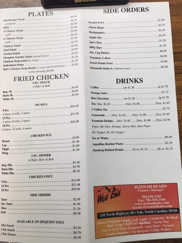 Jan's Restaurant - Fallston, NC menu_pic